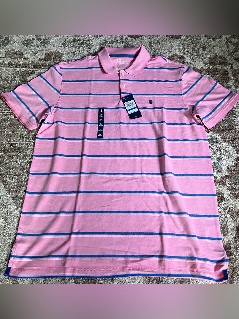 Izod Pink Polo with Blue Stripe